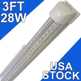 LED T8 Integrated Fixture 3FT 28W Linkable LED Shop Light, LED Ceiling Light and Under Cabinet Light, for Cooler, Garage, Warehouse, Clear Cover 25 Pack usastock