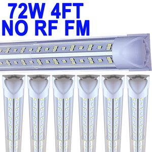 Crestech Lot de 25 luminaires LED T8 intégrés 1,2 m 72 W connectables pour magasin, plafonnier LED NO-RF RM et éclairage sous armoire, pour glacière, garage, entrepôt, couvercle transparent