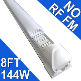 Lámpara LED T8 integrada de 8 pies, 144 W, luz LED conectable para tienda, luz de techo LED y luz debajo del gabinete, para refrigerador, garaje, almacén, cubierta lechosa, paquete de 25 usastock