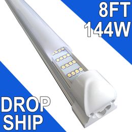 LED T8 geïntegreerd armatuur 8 voet 144 W koppelbare LED-winkellamp, LED-plafondlamp en verlichting onder kast, voor koeler, magazijn, melkachtige afdekking DROP SHIP NO-RF RM usastock