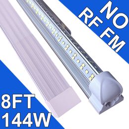 Lámpara LED T8 integrada NO-RF RM 8FT 144W Luz LED conectable para tienda, luz de techo LED y luz debajo del gabinete, refrigerador, garaje, almacén, cubierta transparente, paquete de 25 usastock