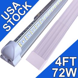 Luminaire simple intégré LED T8, 4 pieds 7 200 lm, blanc super brillant 6 500 K, éclairage de magasin à LED utilitaire 72 W, éclairage de plafond et sous-armoire électrique filaire pour garage usastock