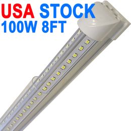 Luminaire simple LED T8 intégré, 8 pieds 10 000 lm, blanc super brillant 6 500 K, éclairage de magasin à LED utilitaire de 144 W, éclairage de plafond et sous l'armoire, garage électrique filaire crestech