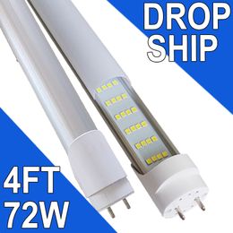 Tube lumineux LED T8 4 pieds, dérivation de ballast alimenté à double extrémité, 7200 lumens 72 W (équivalent fluorescent 150 W), couvercle laiteux AC85-265 V, luminaires de tube d'éclairage usastock