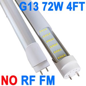 Crestech Tube lumineux LED T8 1,2 m, contournement de ballast alimenté à double extrémité, 7 200 lumens 72 W (équivalent fluorescent 150 W), couvercle laiteux AC85-265 V