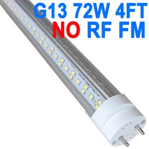 Tube lumineux LED T8 de 1,2 m, contournement de ballast alimenté à double extrémité, 7 200 lumens 72 W (équivalent fluorescent 150 W), couvercle transparent, luminaires de tube d'éclairage AC85-265 V Barn Crestech