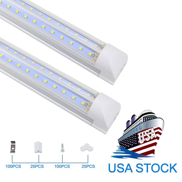 Tubes de lumière intégrés en forme de V de 8 pieds, luminaire LED, fonctionne sans Ballast T8 pour Garage, entrepôt, couvercle transparent