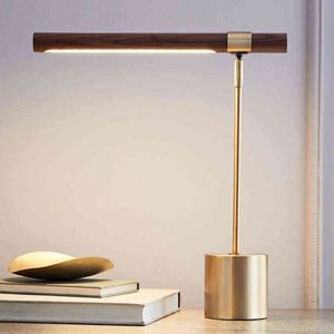 LED -tafellampje voor slaapkamer bed nachtkastje decoratie moderne minimalistische ontwerper houten graan studie leestafel licht H220423