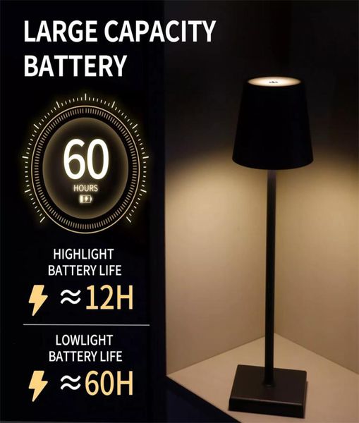 LED lampe de Table USB batterie puissance el lampes de bureau Restaurant Bar moderne sans fil Lampada da tavolo senza fili imperméable decorat9055100