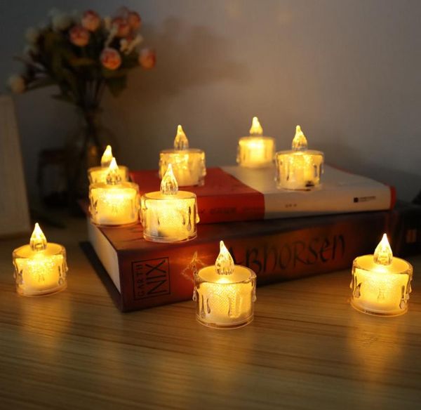 Luces LED de té en forma de lágrima, decoración de fiesta, velas votivas sin llama, luz nocturna con pilas, blanco cálido, amarillo, parpadeante