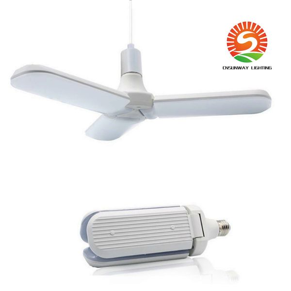 Ampoule LED à trois feuilles Pale de ventilateur pliable pliable haute définition dalle de pied à débit constant ampoule d'éclairage intérieur capteur radar lumière Home Ener