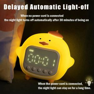 LED TIJD Display Snooze -modus Wekker met slaap Timing Night Light Hug Duck Children Desk Smart Alarm Clock voor slaapkamer