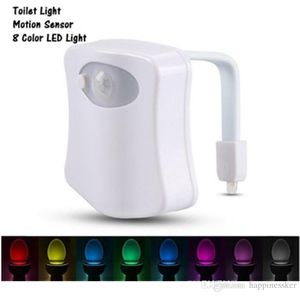 LED Toilet Light PIR Motion Sensor 8 Colors Toilet Seat Night Light Waterproof WC Backlight For WC LED Luminaria Lamp Wholesale