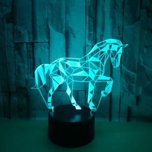 LED tactile télécommande 3D visuelle petite lampe de Table USB coloré 3d veilleuses 3D zèbre LED lumières cadeau de noël créatif