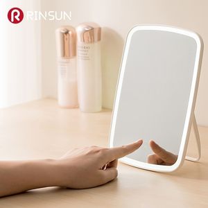 LED touch Screen Internal Battery Makeup Mirror Table Desktop Portable Lighted Cosmetic Hand Y200114