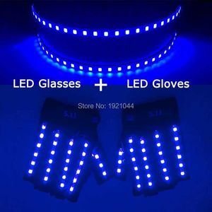 Toys LED 1 morceau de verres LED + 1 paire de gants LED 6 couleurs disponibles nouveaux produits ensemble de costumes de balle lumineux décoration laser LED S2452011