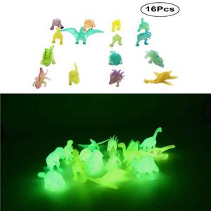 Toys LED 16 morceaux de jouets de dinosaure lumineux photos de dinosaure incarnables décorations de jouets fête des enfants cadeaux aléatoires S2452099 S24