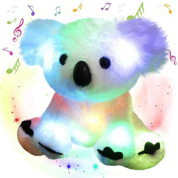 Toys LED 25 cm le jouet en peluche koala brillant et mignon illumine la musique cadeau d'anniversaire doux remplissage animal fille enfant