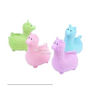 Led Toys Glowing Kids Toy Light Up Anti Kawaii Alpaca Squeeze Rubber YoYo Bouncy Ball Decompression Party Favor cadeau drop levering gif dhtly