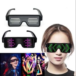 LED Jouets LED Lunettes Parti Lunettes Lumineuses USB Charge Néon Verre Rougeoyant Noël Clignotant Lumière Lueur Lunettes De Soleil Halloween Fournitures 230625