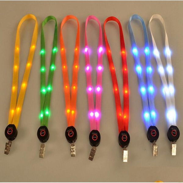 Led Toys LED Light Up Lanyard Key Chain ID Keys Holder 3 modos Intermitente Cuerda colgante 7 colores Ooa3814 Drop Entrega Juguetes Regalos Lighte Dhem2