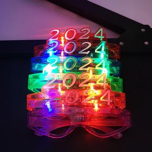 10 stksLED Speelgoed LED Verlichte 2024 Bril Gloeiende Knipperende Brillen Rave Glow Shutter Shades Eyewear voor Nieuwjaar Kinderen Volwassenen Maten Kerst Yoy