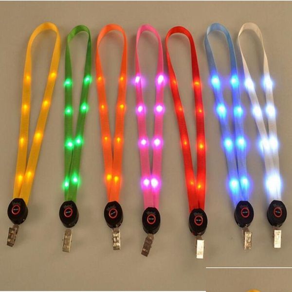 Led Toys Light Up Lanyard Key Chain ID Keys Holder 3 modos Flashing Cuerda colgante 7 colores Ooa3814 Drop Entrega Regalos Lighte Lighted Dhp8O