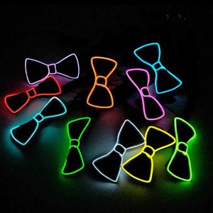 Led Toys Mens Luminous Bow El Wire Neon Light Led Luminous Party Halloween Christmas Luminous Decoration Bar Club Stage Props Clothing S24520