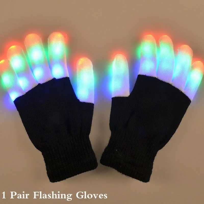 Led Toys Nieuwe kleurenvingerhandschoenen voor kinderen en volwassenen 1 paar LED -flash magische handschoenen S2452099 S2452099