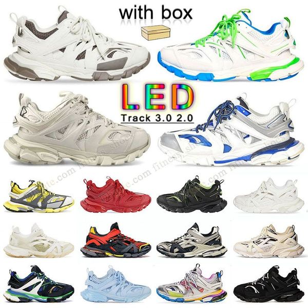 Balenciaha LED Track 3 avec boîte chaussures de créateur marque de luxe hommes femmes hauts pistes 3.0 blanc noir Sneaker Balenciaha Tess. Gomma cuir Trainer Nylon Plateforme Tenis