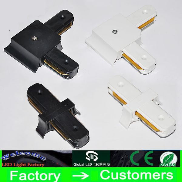 Conector de riel de luz LED para cables, ángulo recto, accesorios de iluminación de pista comerciales horizontales, accesorios de aluminio, negro/blanco