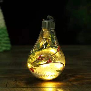 Bola luminosa transparente LED, adornos navideños, bombilla de simulación creativa, colgante para árbol de Navidad, bola de plástico w-00829