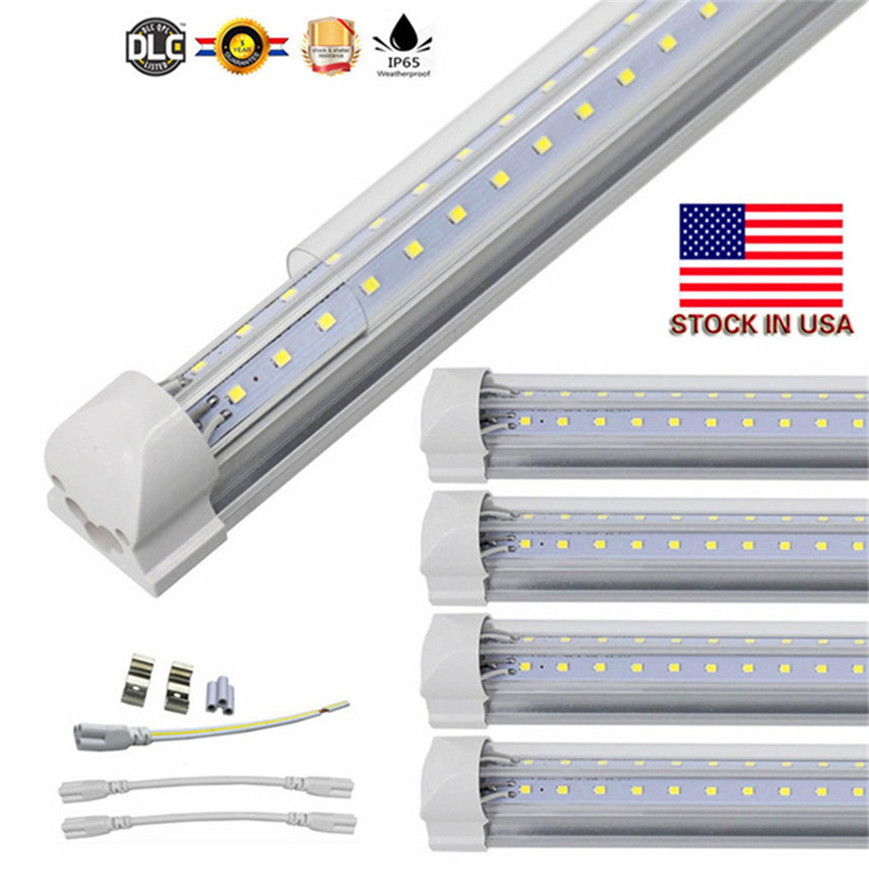 LED-rörljus 4ft 8ft V-formad integrerad LED T8-rörljus 4 5 6 fot långa LED-ljusrör AC85-265V