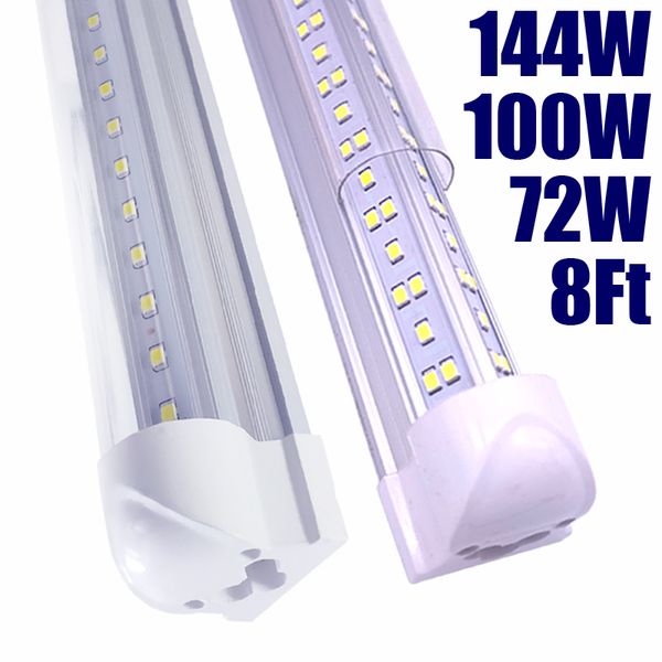 Tubo de luz LED, 72W 8Ft LEDS Shop Lights Fixture, lámpara de bombilla integrada de doble cara, funciona sin balasto T8, Plug and Play, para almacén