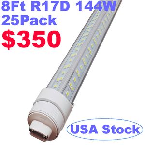 Tube LED, 8 pieds 144 W rotatif en forme de V, ampoule LED R17D/HO 8 pieds, blanc froid 6500 K, couvercle transparent, (remplacement pour F96T12/CW/HO 300 W), dérivation de ballast, usastar à double extrémité