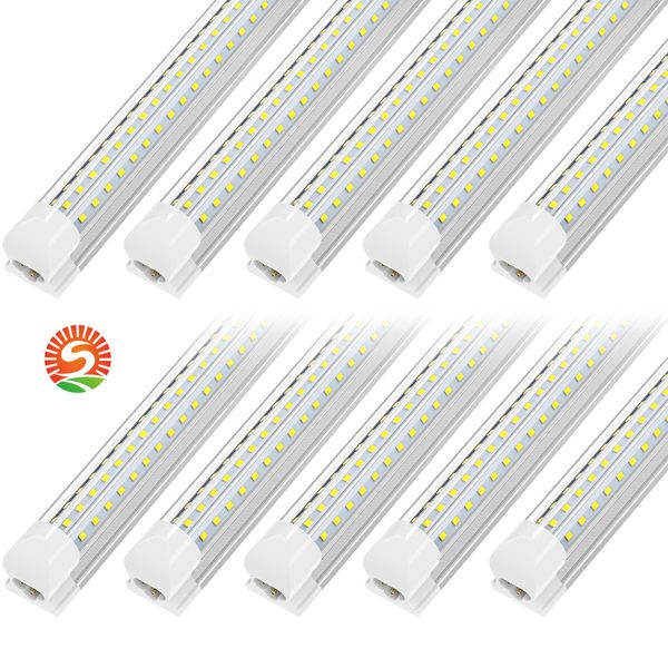 Lampe à tube LED, 8 pieds 90 W 4 pieds 45 W 5000 K, blanc lumière du jour, forme D, couvercle transparent, rendement élevé, lumières de magasin connectables, atelier de garage de 8 pieds, lampe de détail de carrosserie d'entrepôt