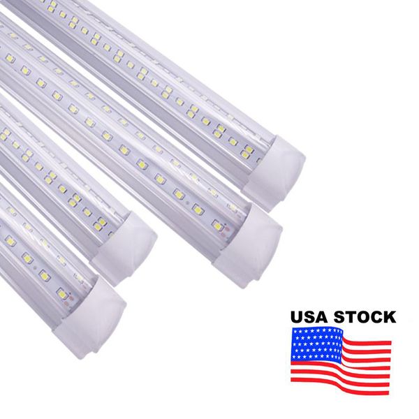 LED Tube Light 8Ft V Forme Intégrer 4ft 5ft 6ft 8 pieds T8 Double SMD2835 Tubes Cool Lighting Strip Bar Fixation USALIGHT