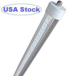 Bombilla de tubo LED 8FT LED de doble fila, T8 144W Pin único FA8 Base Luces de tienda LED 250W Reemplazo de lámpara fluorescente Potencia de doble extremo, blanco frío 6500K crestech