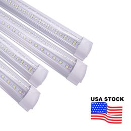 Tube lumineux LED, lumières de magasin, 8 pieds 100W 10000lm, couvercle transparent en forme de V blanc froid 6500K, rendement élevé, pour garage, entrepôt USALIGHT