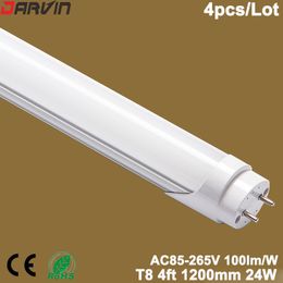 Led Tube Light T8 Split Light 4 pieds 1200mm 24W Lampe à économie d'énergie super lumineuse AC85-265V, 110V, 220V