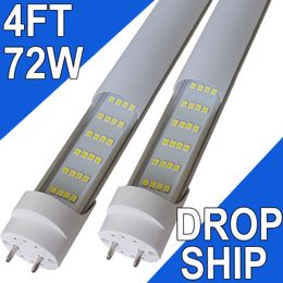 Tube lumineux LED 1,2 m, ampoules LED T8, ballast de 1,2 m, 72 W, 7 200 lumens, 6 500 K, lumière du jour, tube lumineux de type B, remplacement fluorescent T8, double extrémité, base G13 à 2 broches, usastock