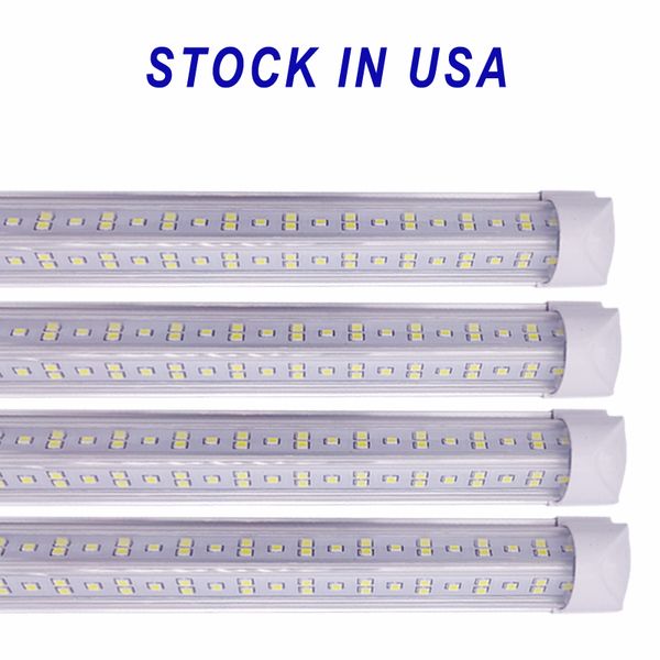 Tube LED T8 Porte de refroidisseur en forme de V de 2,4 m Tubes LED Tubes intégrés Double face pour les grands magasins de plafond Câblé Shop Éclairage LED pour lampes d'atelier 110 V