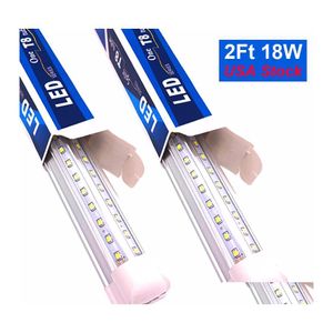 Tubes Led 2Ft Shop Lights 24 pouces Linkable Integrated Tube Bbs V Shape 18W 20W 1800Lm 2000Lm 2 Cooler Direct Wired Ceiling And Utili Dhq75