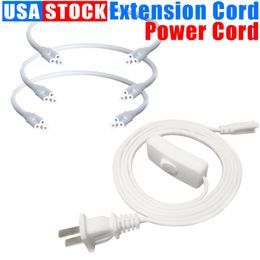 LED -buizen Ac voedingskabel US Extension Cord Adapter aan / uit schakelaarplug voor gloeilampbuis 1ft 2ft 3,3ft 4ft 5ft 6Feet 6,6 ft Usastar 100 pack