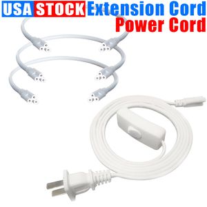 LED -buizen Ac voeding Kabel US Extension Cord Adapter aan / uit schakelaarplug voor gloeilampbuis 1ft 2ft 3,3ft 4ft 5ft 6Feet 6,6 ft 100 pcS usastar