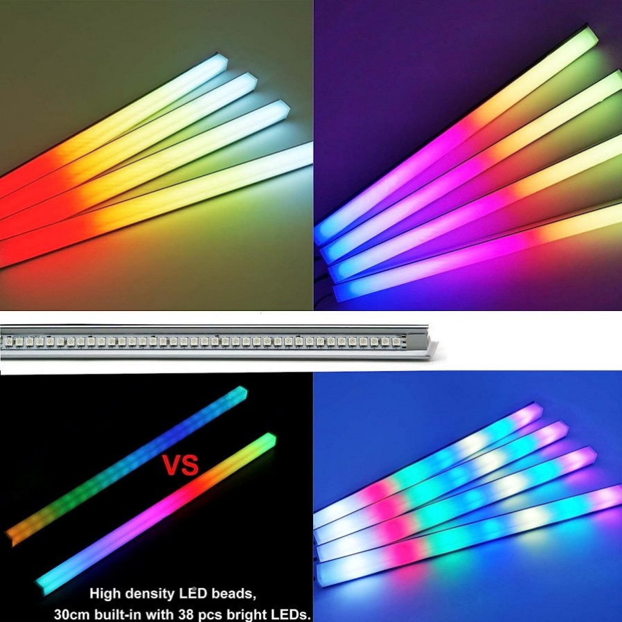 LED-rör Coolmoon 30 cm aluminiumlegering RGB PC-fodral LED-remsa magnetiska datorlätt stång 5V/3pin liten 4pin argb Moderbräda Ljus-strip