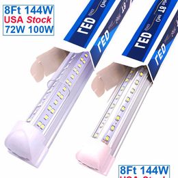 Tubes LED Lampe de magasin à LED industrielle 8 pieds 8 pieds 72 100 144 watts Lampe à tube de pied 96 pouces Connectable Bbs Cooler Lights 7200Lm 14400Lm Intégré Dh25C