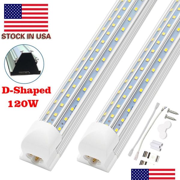 Tubos LED Luz Bb 4 5 6 8 pies Cool 120W T8 Tubo Integrar Forma V 4 pies 8 pies Fluorescente Smd2835 100Lm / W Luces de entrega de caída Iluminación B Dhskc