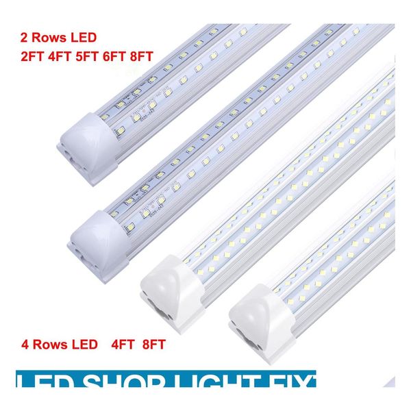 Tubes LED Linkable Shop Luminaire 120W Intégré 4Ft 5Ft 6Ft 8Ft T8 Tube Light V Shape Garage Fluorescent Drop Delivery Lightin Dh7J2