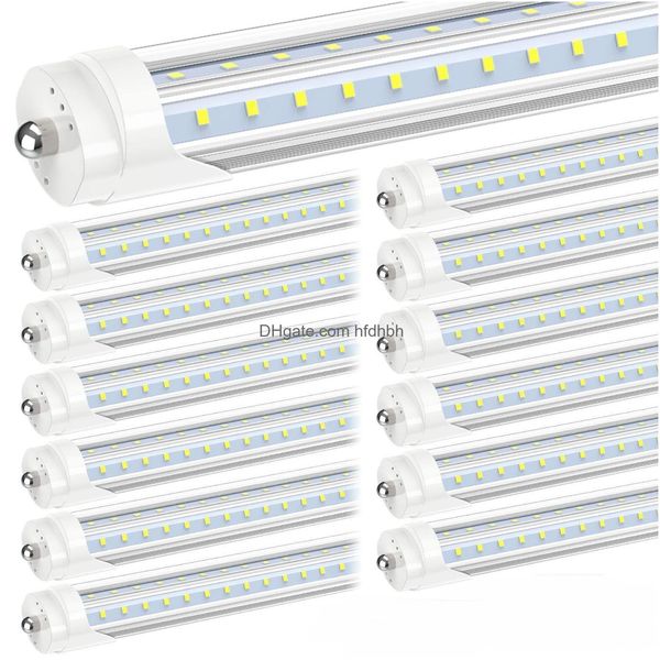 Tubos LED stock en US 72W 8 pies T8 Pin único FA8 8 pies LED Tubo de luz Hileras Dobles Fluorescentes AC 85-265V Clear ER T10 T12 Reemplazo DHM3O